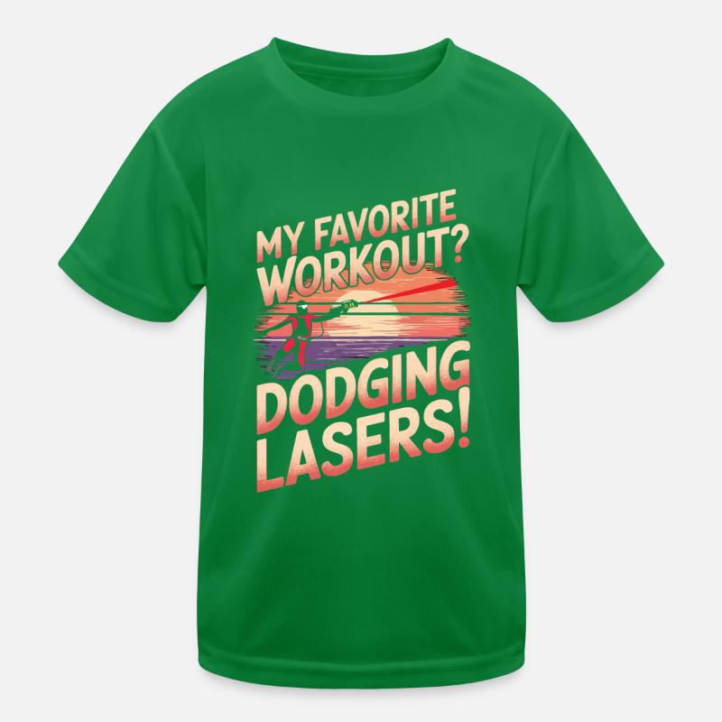 My favorite workout? Dodging lasers! Kids Functional T-Shirt
