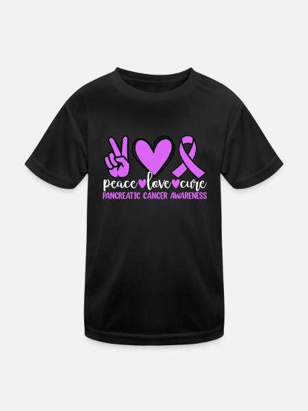 Peace Love Cure Cancer du Pancréas Endocrinien - T-shirt sport Enfant - noir - Devant