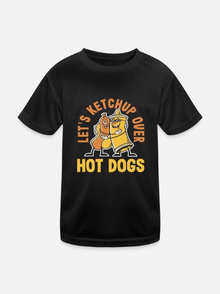 Let's About Hot Dogs Ketchup Hot Dog Lover - Kids Functional T-Shirt - black - Front