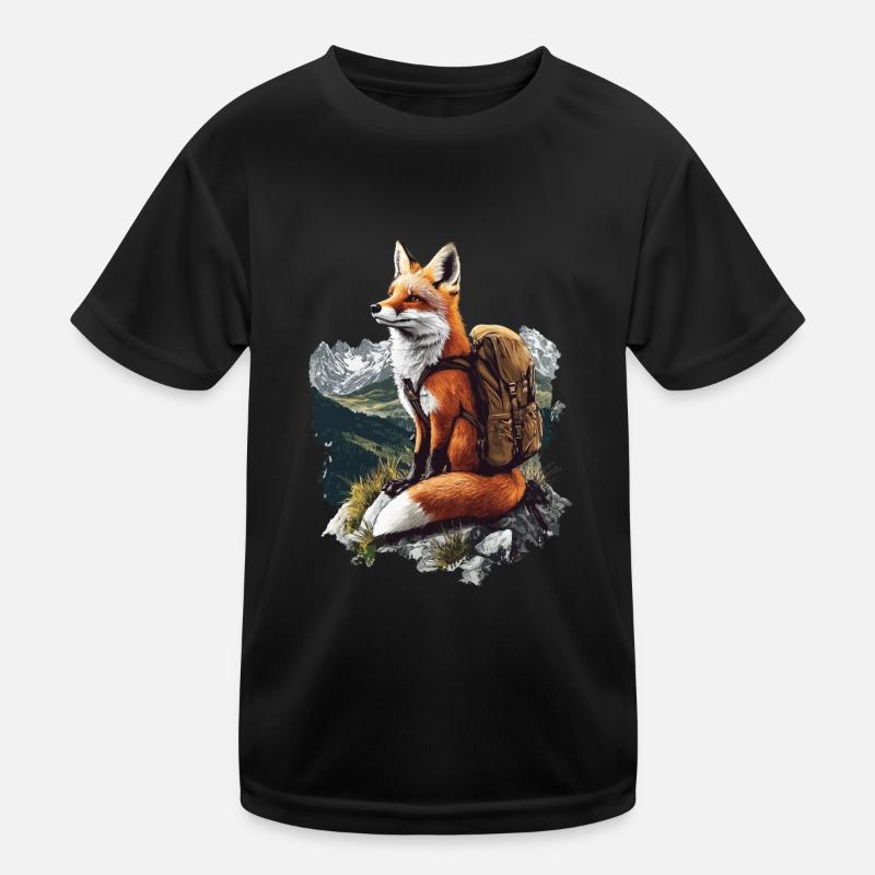 Fuchs - Kinder Funktions-T-Shirt - Schwarz