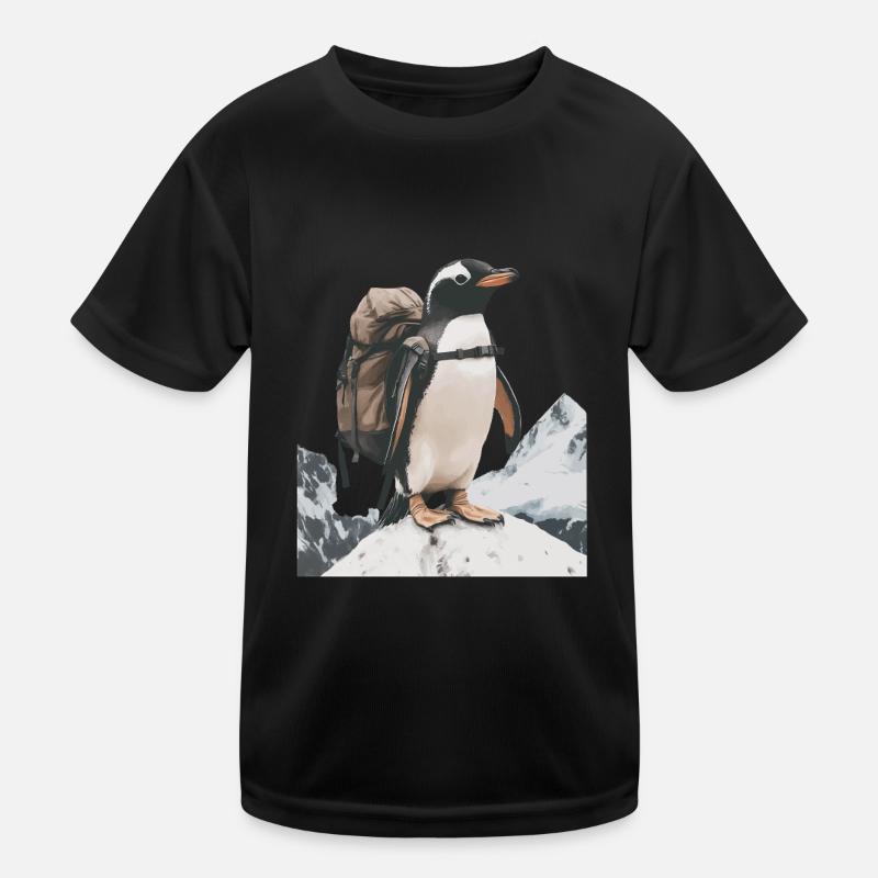 Pinguin - Kinder Funktions-T-Shirt - Schwarz