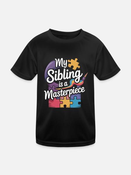 Autism siblings - Kids Functional T-Shirt - black - Front