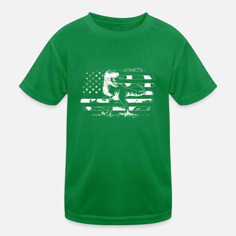 Dinosaur US Flag Dinosaur T-Rex Dino Kinder Funktions-T-Shirt