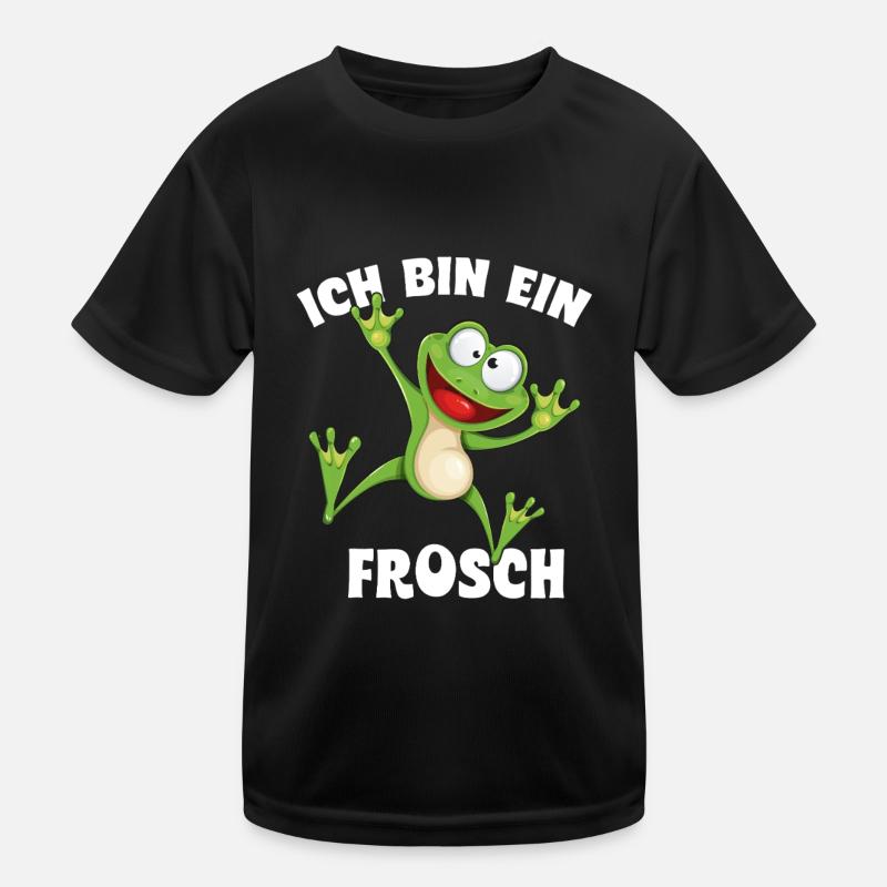 Ich bin ein Frosch - Kinder Funktions-T-Shirt - Schwarz