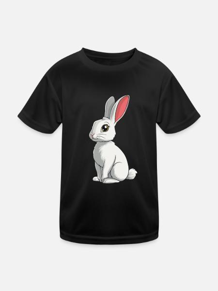 Hasen Hase - Kinder Funktions-T-Shirt - Schwarz - Vorne