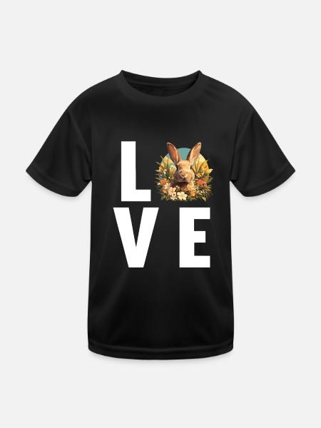 Hasen Hase - Kinder Funktions-T-Shirt - Schwarz - Vorne