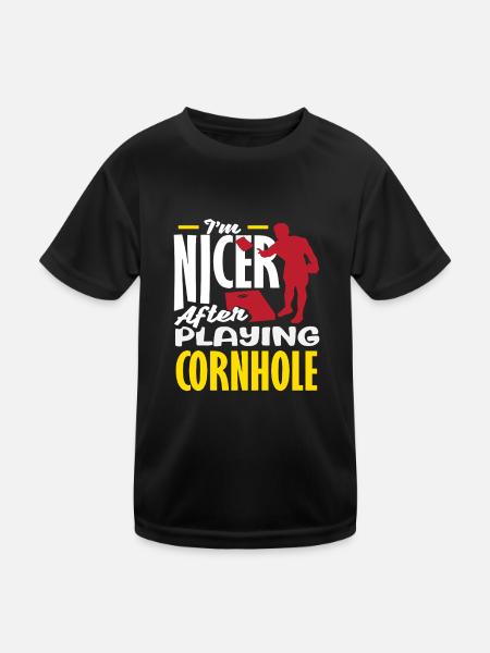 Cornhole Lover Je suis plus gentil après Cornhole - T-shirt sport Enfant - noir - Devant