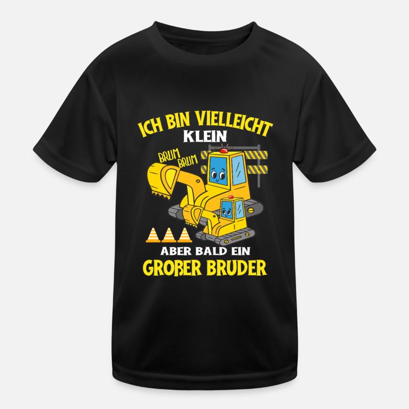 Binnenkort ben ik een grote broer graafmachine Functioneel T-shirt voor kinderen