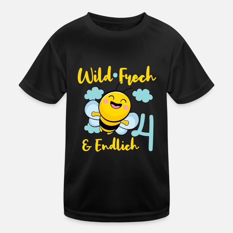 Biene Geburtstagsmotiv Endlich 4 Jahre Mädchen Kinder Funktions-T-Shirt