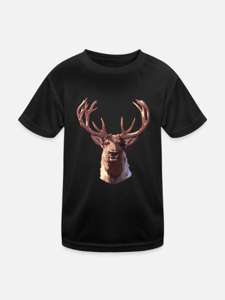 Rentiere Rentier - Kinder Funktions-T-Shirt - Schwarz - Vorne