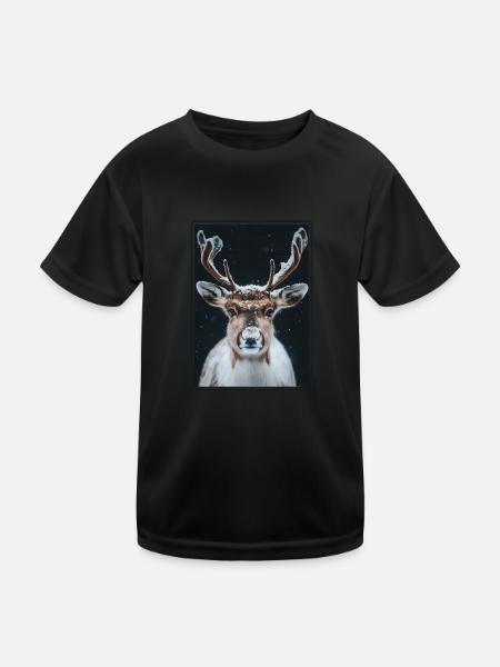 Rentiere Rentier - Kinder Funktions-T-Shirt - Schwarz - Vorne