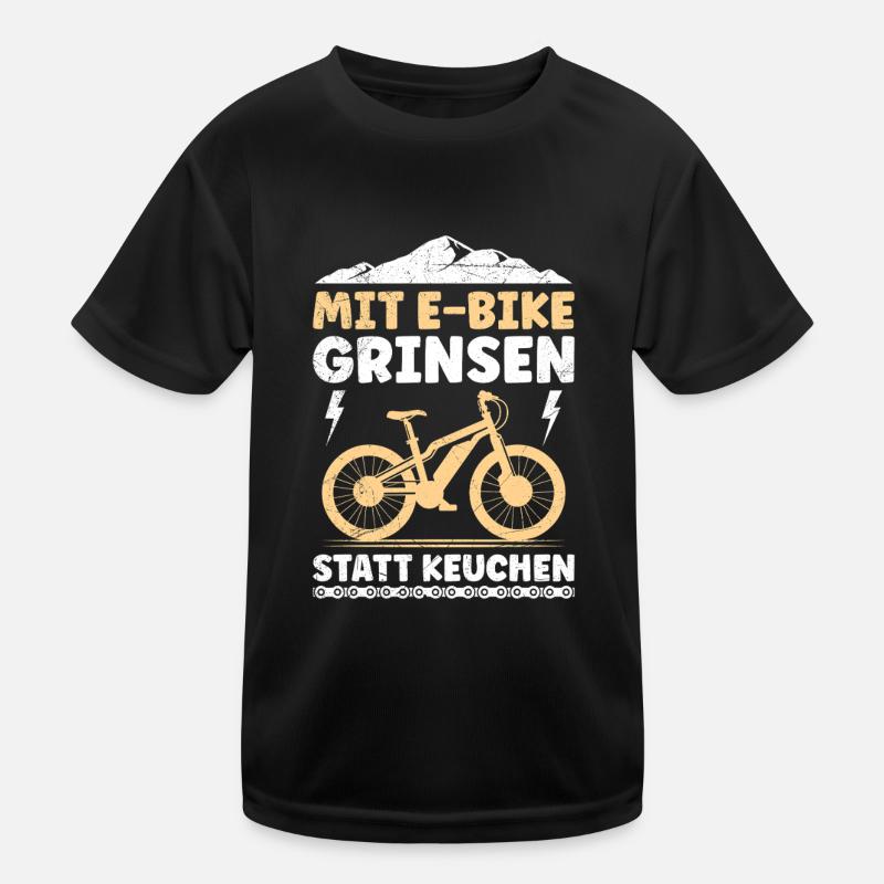 Elektro Rad MIT E-BIKE GRINSEN STATT KEUCHEN Kinder Funktions-T-Shirt