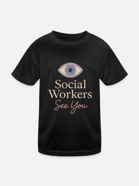 Die Sozialarbeiterin Unterstützt Die Psychische - Kinder Funktions-T-Shirt - Schwarz - Vorne