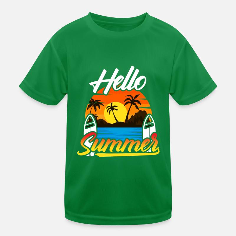 Hello Summer Sunset Design Kids Functional T-Shirt