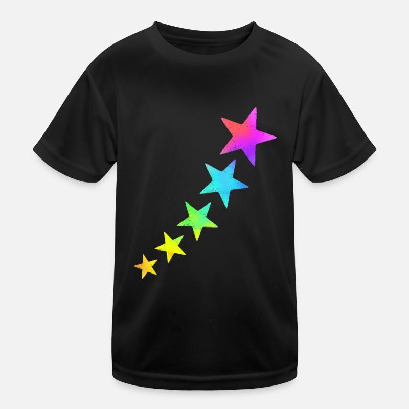bunte Sterne in Regenbogenfarben Kinder Funktions-T-Shirt