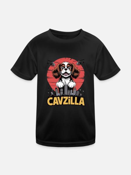 Cavzilla – Fluff with world power - Kids Functional T-Shirt - black - Front
