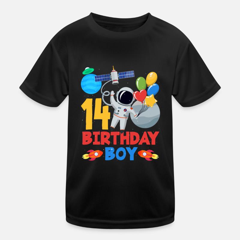14 Birthday Boy Astronaut Space Adventure Kids Functional T-Shirt