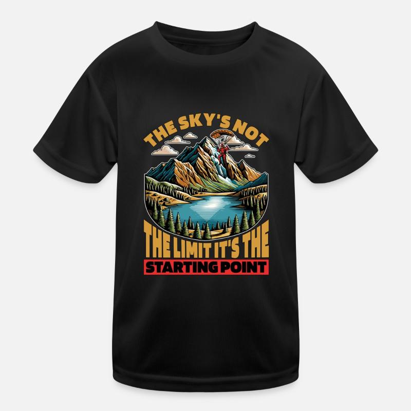 Skydiving The Sky's Not The Limit Base Jumping Kids Functional T-Shirt