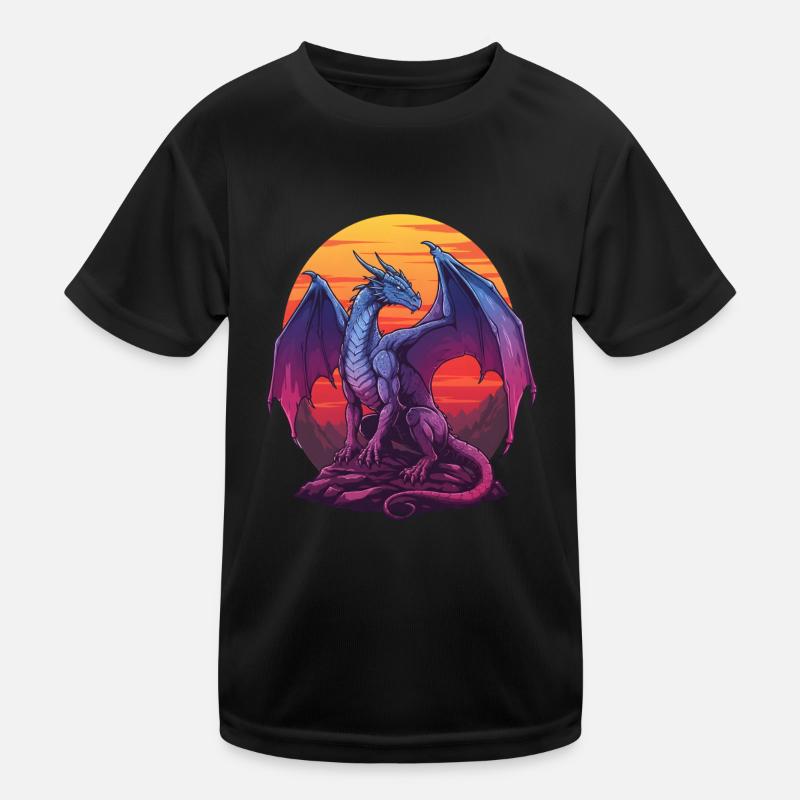 Blue Dragon Sunset Kids Functional T-Shirt