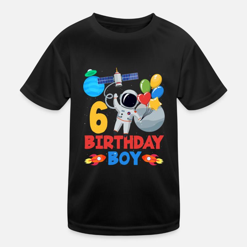 Adventurous 6th Birthday Boy Space Kids Functional T-Shirt