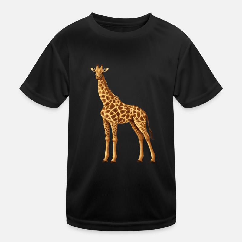 Giraffe - Kinder Funktions-T-Shirt - Schwarz