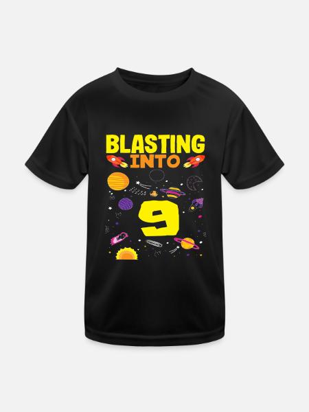 Raketenstart Ins Neunte Jahr - Kinder Funktions-T-Shirt - Schwarz