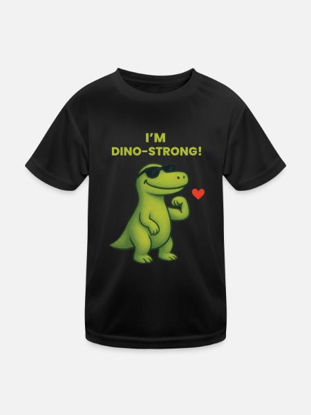 I'm Dino-Strong Kindergartenabschluss - Kinder Funktions-T-Shirt - Schwarz - Vorne