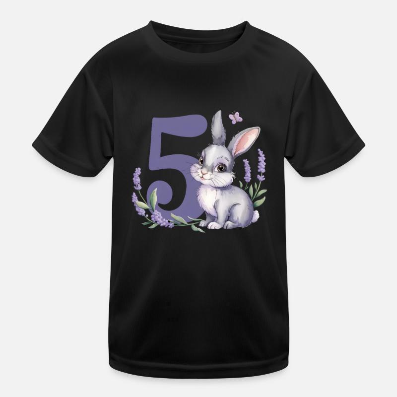 5ème Anniversaire 5 Ans Bunny Bunny Lavande Violet T-shirt sport Enfant
