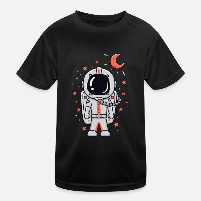 Cute Astronaut with Moon and Stars Kids Functional T-Shirt