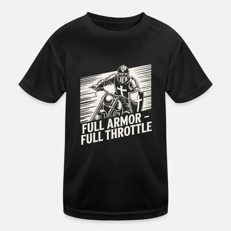 Christian Biker Full Armor Full Throttle Kids Functional T-Shirt