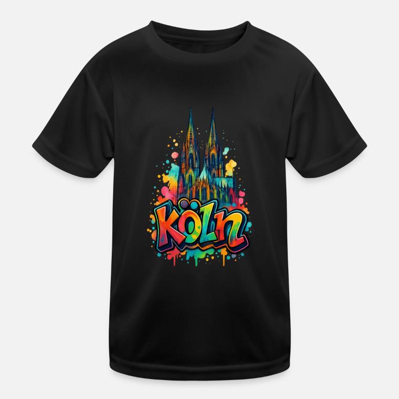 Kölner Dom Graffiti Style Kinder Funktions-T-Shirt