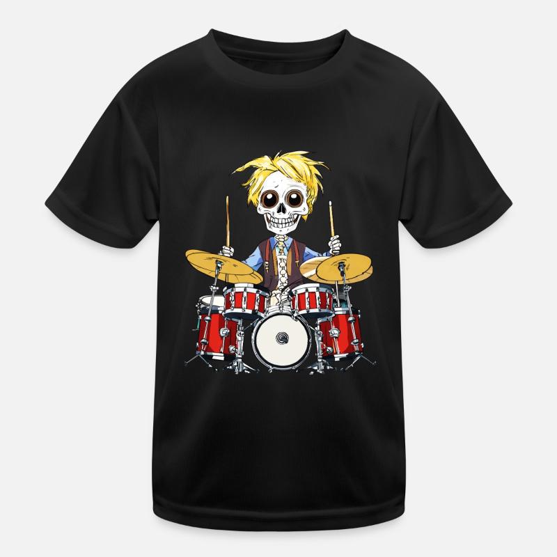 SKELETT SCHLAGZEUG Kinder Funktions-T-Shirt