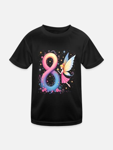 Douce Fée 8ème Anniversaire pour les filles - T-shirt sport Enfant - noir - Devant