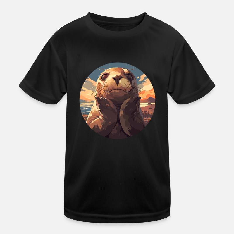 Robben Robbe - Kinder Funktions-T-Shirt - Schwarz