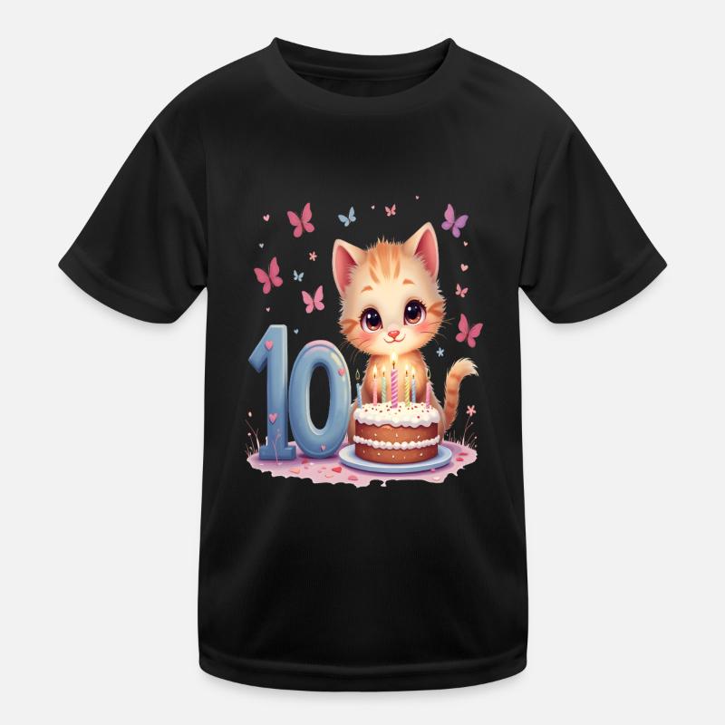 Süßes Kätzchen 10. Geburtstag Mädchen Kinder Funktions-T-Shirt