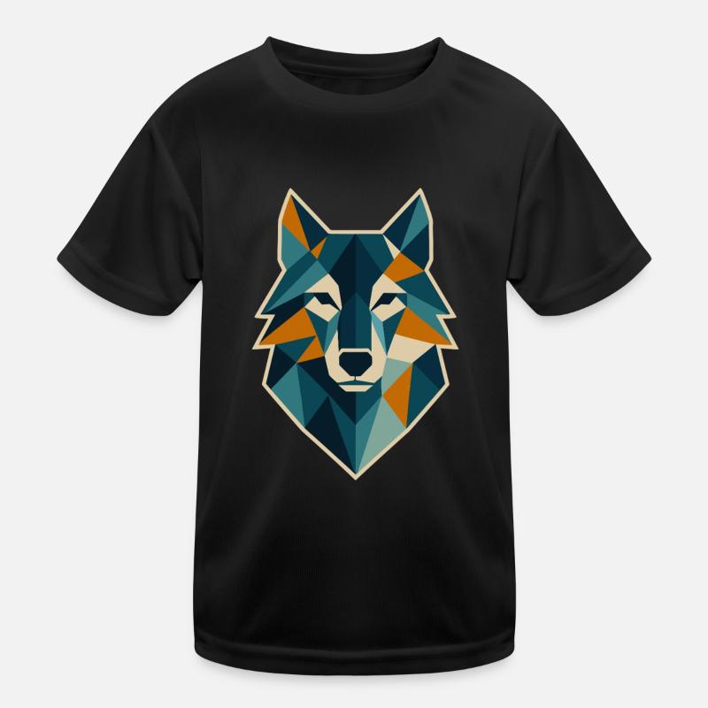 Tête de loup géométrique style polygone T-shirt sport Enfant