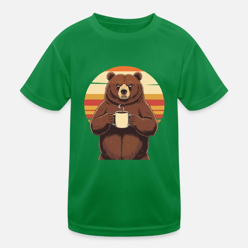 Grimmiger Bär Kaffeetasse Bären Kaffee Müde Kinder Funktions-T-Shirt
