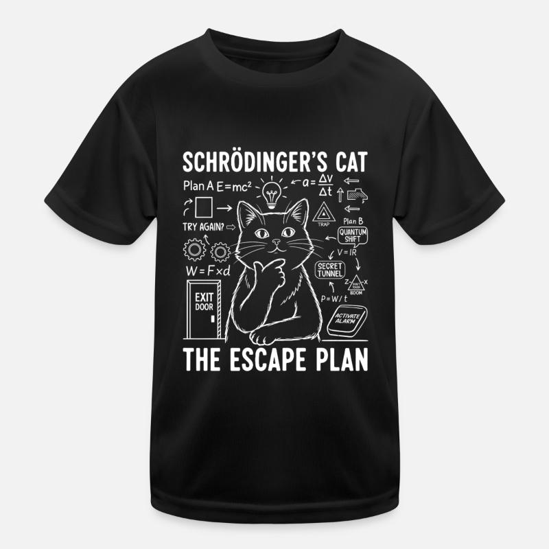 Schrödinger's Cat Escape Plan - Kids Functional T-Shirt - black