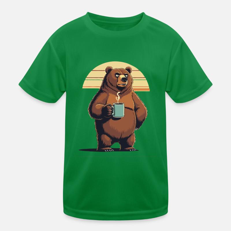 Grim Bear Tasse à café Ours Café Fatigué T-shirt sport Enfant