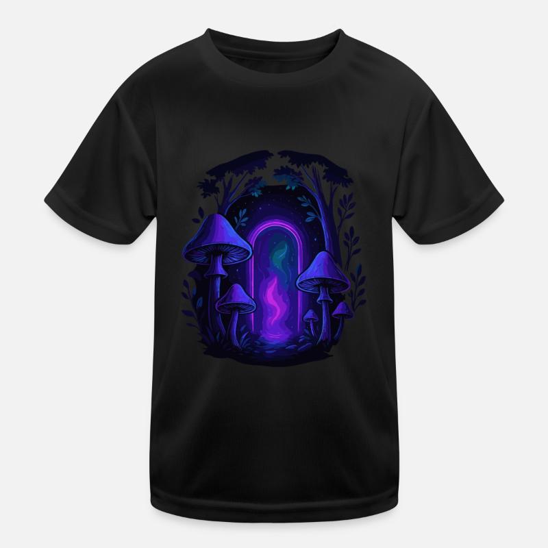 Psychedelic Mushroom Forest - Magic Portal Kids Functional T-Shirt