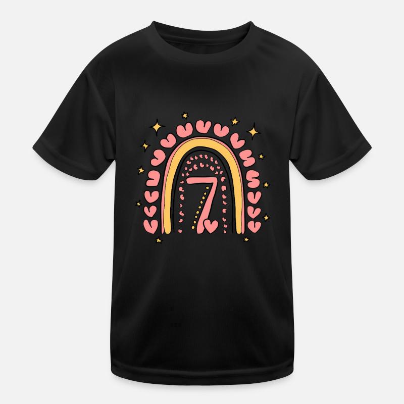 Süßes 7. Geburtstag Herz & Regenbogen Design Kinder Funktions-T-Shirt