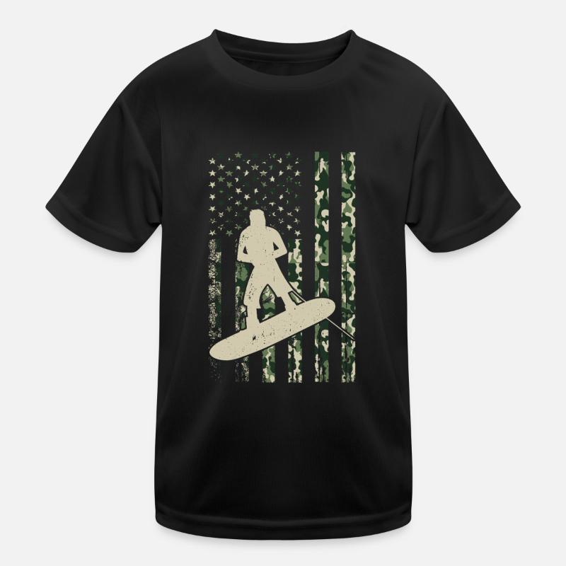 Wakeboarding US Flag Wakeboarding Wakesurfing Kids Functional T-Shirt