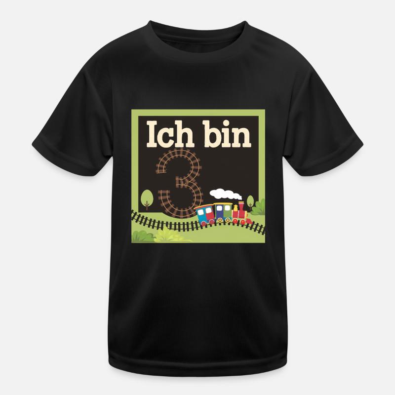 Ich bin 3 Zug Eisenbahn 3. Geburtstag Kinder Funktions-T-Shirt