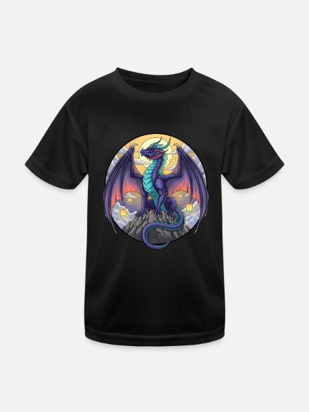 Purple Dragon - Kinder Funktions-T-Shirt - Schwarz - Vorne