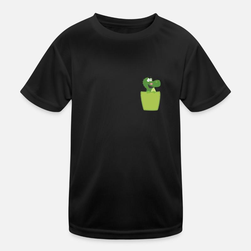 Krokodil in Brusttasche Kinder Funktions-T-Shirt
