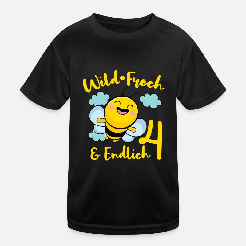 Biene Geburtstagsmotiv Endlich 4 Jahre Mädchen Kinder Funktions-T-Shirt