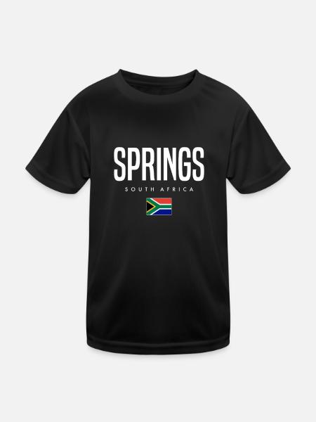 Springs Südafrika - Kinder Funktions-T-Shirt - Schwarz - Vorne