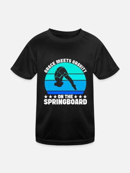 Kunstspringen Turmspringer Sprungbrett - Kinder Funktions-T-Shirt - Schwarz - Vorne
