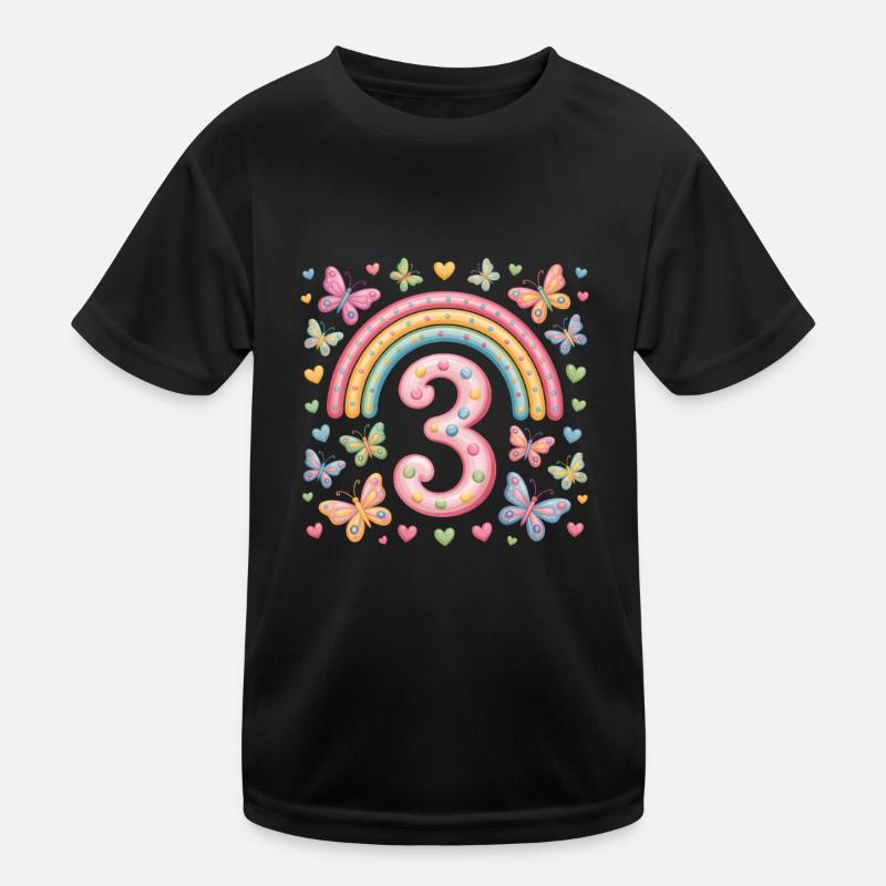 Regenbogen Schmetterling 3. Geburtstag Mädchen Kinder Funktions-T-Shirt