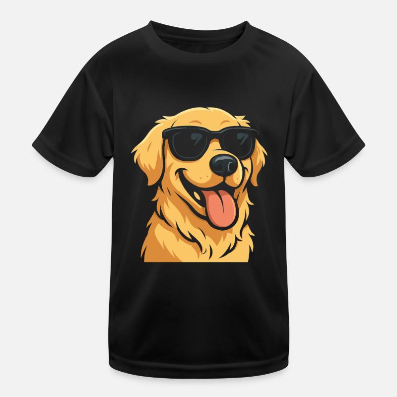 Cool Dog With Sunglasses Illustration Kids Functional T-Shirt